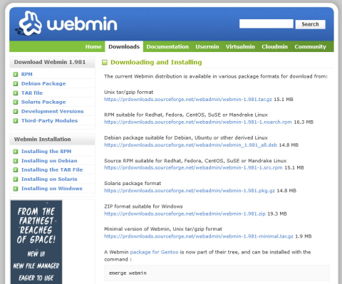 Webmin - Free Server Administration Software