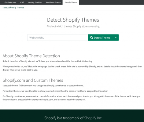 Shopify-Themes - Shopify Theme Detector Tool