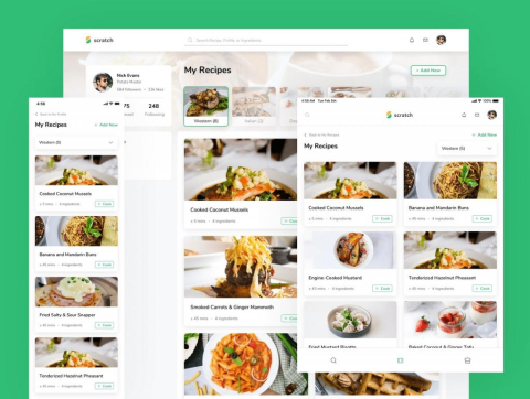 Scratch - Free Food and Recipe UI Kit for Mobile