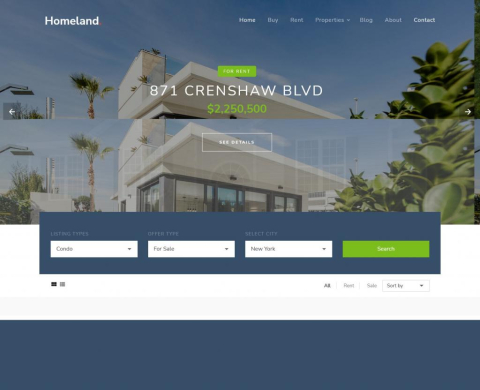 Homeland – Free Bootstrap Real Estate Website Template