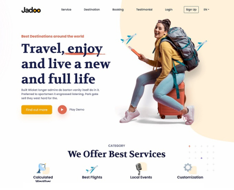 Jadoo – Free Bootstrap Travel Agency Website Template