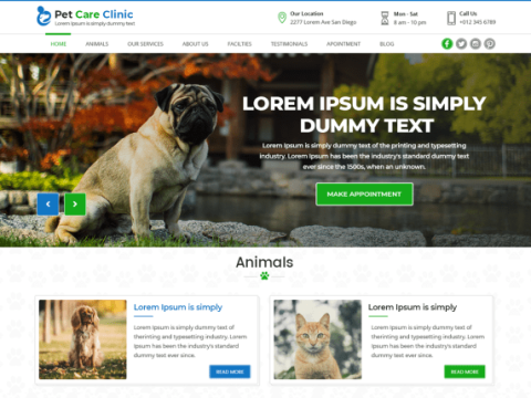 Pet Care Clinic - Free WordPress Theme